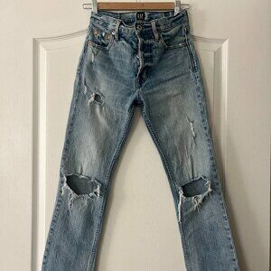 Vintage Gap Distressed Mid Rise Straight Jeans